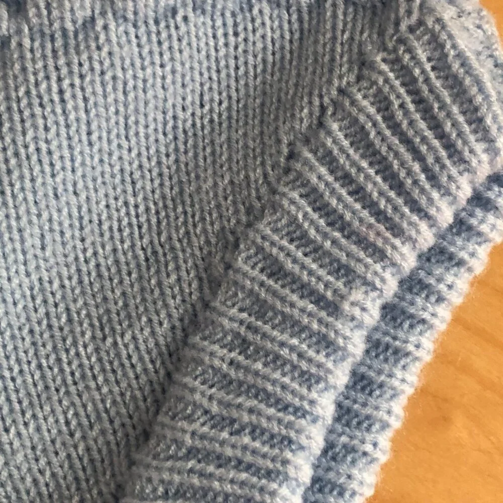 Vintage 60s Bubble Knit Sweater Set Boys 9  12M Blue White Top Bloomers Sock NEW